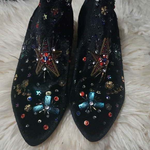 Embellished Black Ankle Boots - Picture 4 of 7